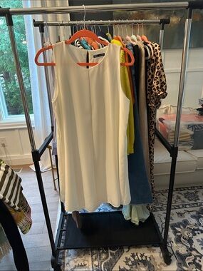 Zara white Asymmetrical Sleeveless Shift Dress